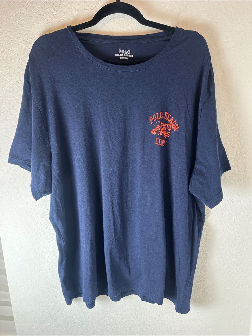 Polo by Ralph Lauren Navy Tee with Orange Polo Beach Graphic men size xl